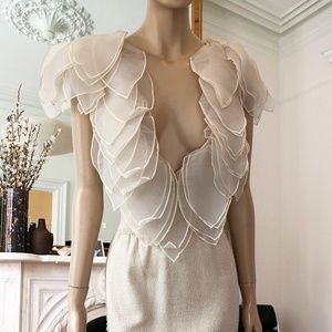 Vintage St. John Knit Organza Rose Petal Dress SM